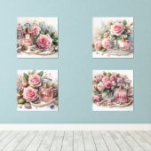 Roos Parfum en Parels (4) Print Set (Houten vloer)