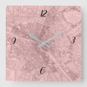 Roos Paris Square Wall Clock Vierkante Klok