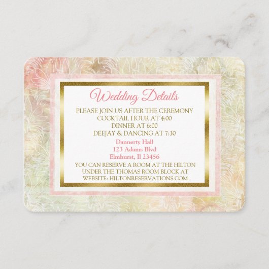  Roos Pastel Wedding Detail Card Informatiekaartje (Voorkant)