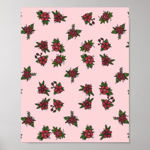 Roos patronen, leuk klein roze en rood ontwerp poster