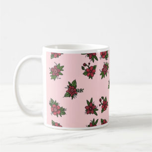 Roos patronen, leuke kleine roze en rode design koffiemok