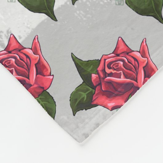Roos Patroon Fleece Deken (Hoek)