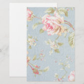  roos patroon in grijze stijl blauw briefpapier (Voorkant / Achterkant)