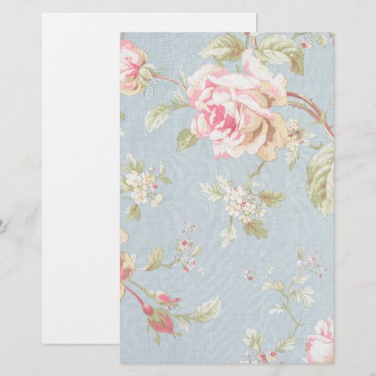  roos patroon in grijze stijl blauw briefpapier (Voorkant / Achterkant)