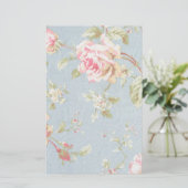  roos patroon in grijze stijl blauw briefpapier (Staand voorkant)