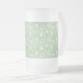 Roos patroon in lichtgroen matglas bierpul (Voorkant rechts)