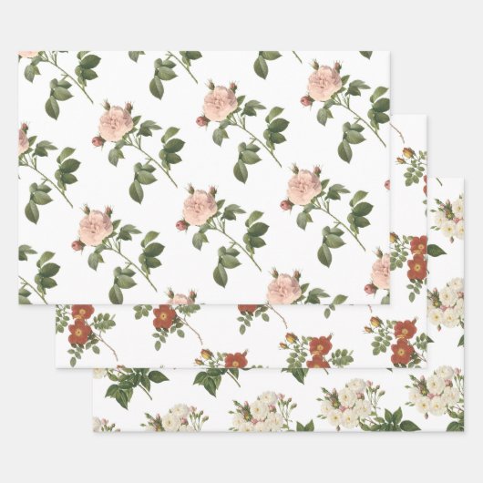 Roos Patroon Inpakpapier Vel (Set)