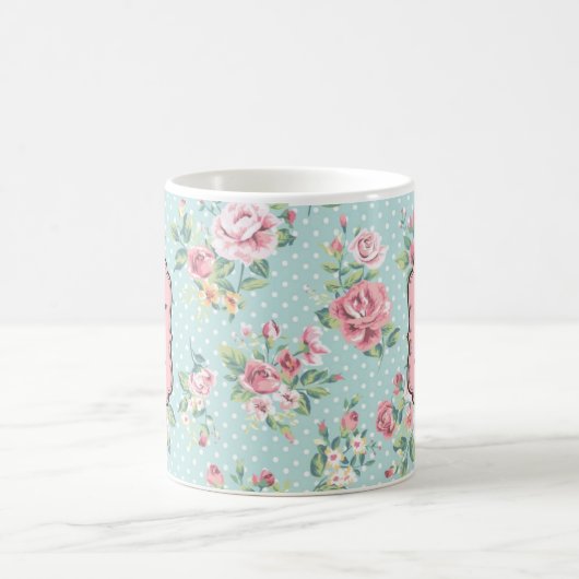  Roos patroon met monogram Koffiemok (Center)