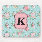  Roos patroon met monogram Muismat (Voorkant)