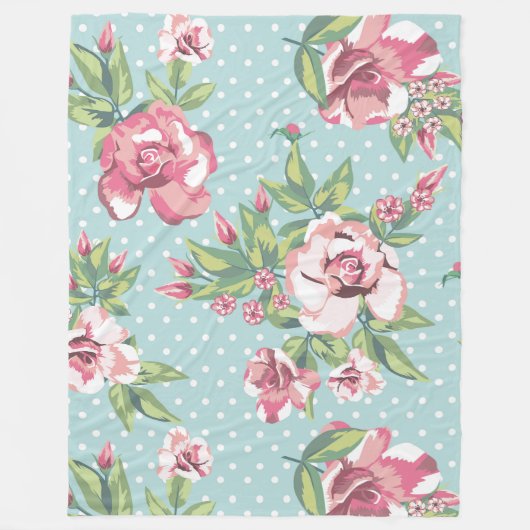  roos patroon met polka stips achtergrond fleece deken (Voorkant)