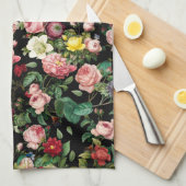 Roos Patroon Roze en Rood Theedoek (Quarter Fold)