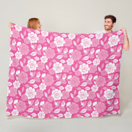ROOS PATROON (ROZE) FLEECE DEKEN