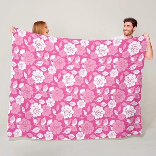 ROOS PATROON (ROZE) FLEECE DEKEN (In situ)