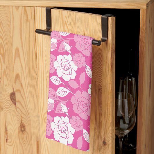 ROOS PATROON (ROZE) THEEDOEK (Derde Gevouwen)