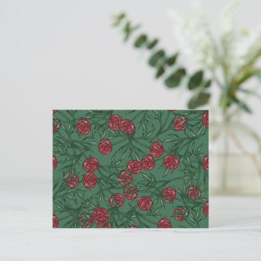 Roos Patroon Rozen Patronen Floral Art Flowers Briefkaart (Staand voorkant)
