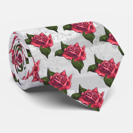 Roos Patroon Stropdas (Opgerold)