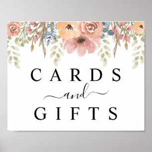  Roos Peach Floral Gifts & Kaart Sign Poster