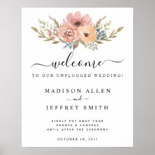  Roos Peach Floral unplugged Wedding Poster