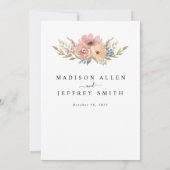Roos Peach Floral Wedding Aankondiging (Achterkant)