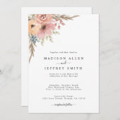 Roos Peach Floral Wedding Aankondiging (Voorkant / Achterkant)
