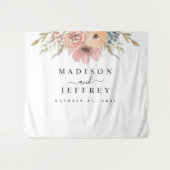  Roos Peach Floral Wedding Backdrop Wandkleed (Voorkant (horizontaal))