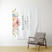  Roos Peach Floral Wedding Backdrop Wandkleed (In situ)