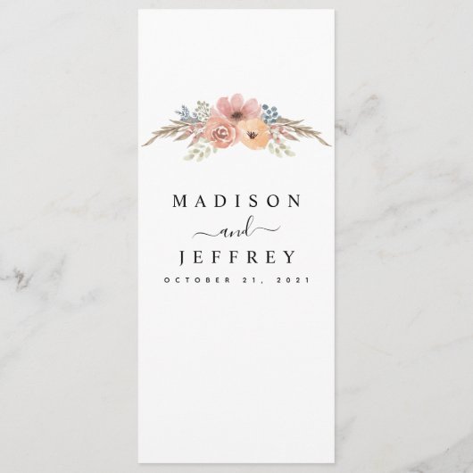  Roos Peach Floral Wedding Menu (Achterkant)