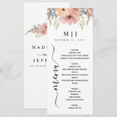  Roos Peach Floral Wedding Menu (Voorkant / Achterkant)