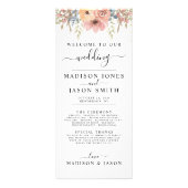  Roos Peach Floral Wedding Programme Reclamekaart (Voorkant)