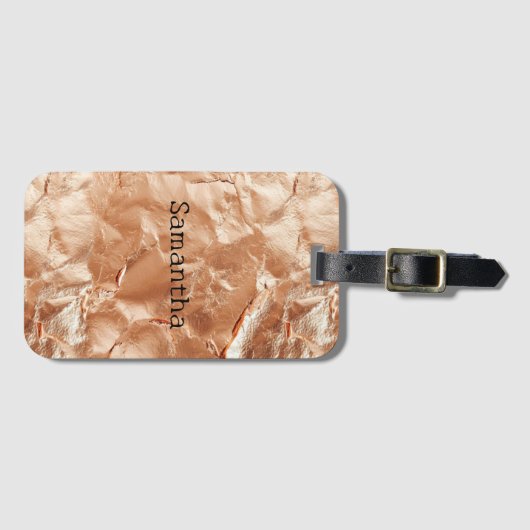 Roos Peach Gold Glam Bagagelabel (Voorkant (horizontaal))