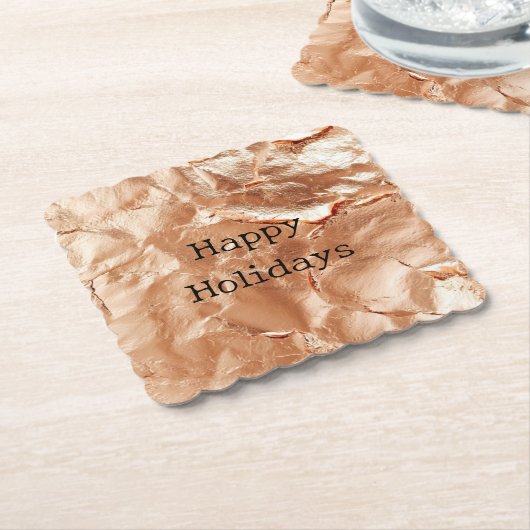 Roos Peach Gold Glam Kartonnen Onderzetters (Gebogen)