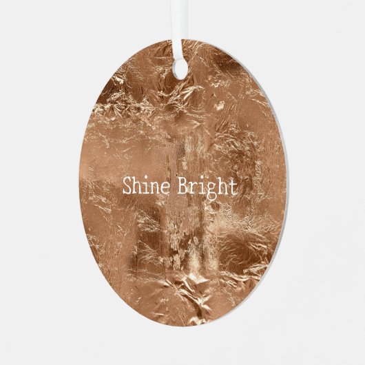 Roos Peach Gold Glam Metalen Ornament (Voorkant links)