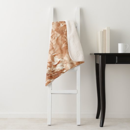Roos Peach Gold Glam Sherpa Deken (In situ)