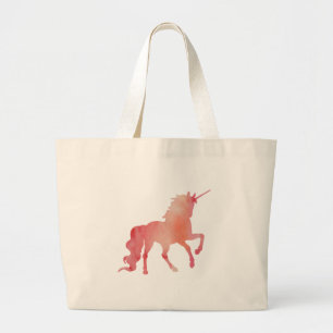 ROOS PEACH WATERVERF UNICORD MET CLOUDS GROTE TOTE BAG
