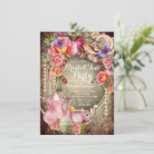 Roos Pearl Bridal Tea Party Kaart (Staand voorkant)