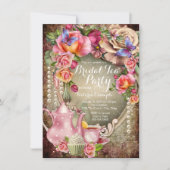 Roos Pearl Bridal Tea Party Kaart (Voorkant)