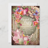  Roos Pearl Bridal Tea Party Kaart (Voorkant)