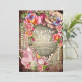  Roos Pearl Bridal Tea Party Kaart (Staand voorkant)