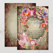  Roos Pearl Bridal Tea Party Kaart (Voorkant / Achterkant)