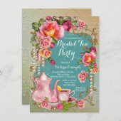 Roos Pearl Bridal Tea Party Kaart (Voorkant / Achterkant)