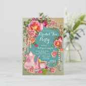 Roos Pearl Bridal Tea Party Kaart (Staand voorkant)