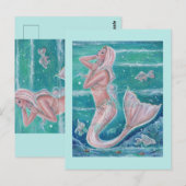 Roos Pearl mermaid art van Renee Lavoie Briefkaart (Voorkant / Achterkant)