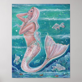 Roos Pearl mermaid art van Renee Lavoie Poster