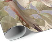  Roos Peony Birds Blue-ontkoppeling Cadeaupapier (Rol Hoek)