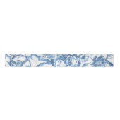  Roos Peony Floral Delft Blue White Bridal Satijnen Lint (Voorkant)