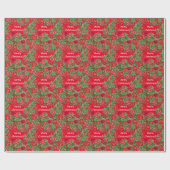 Roos Peony Flowers Merry kerstwrapping Paper Cadeaupapier (Vlak)