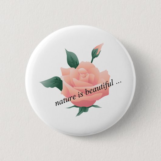 Roos (Perzik) - Prachtige natuur Ronde Button 5,7 Cm (Voorkant)