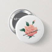 Roos (Perzik) - Prachtige natuur Ronde Button 5,7 Cm (Voorkant /achterkant)