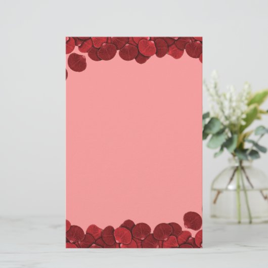 Roos Petal Border Briefpapier (Staand voorkant)