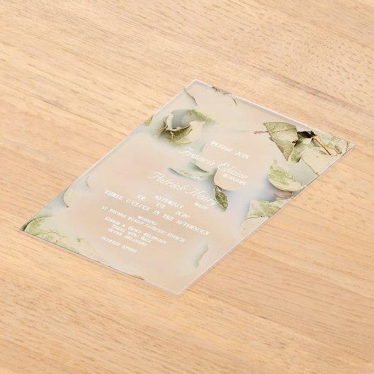 Roos Petal Frosted Acryl Huwelijksuitnodiging Acryl Uitnodigingen (Laagn)